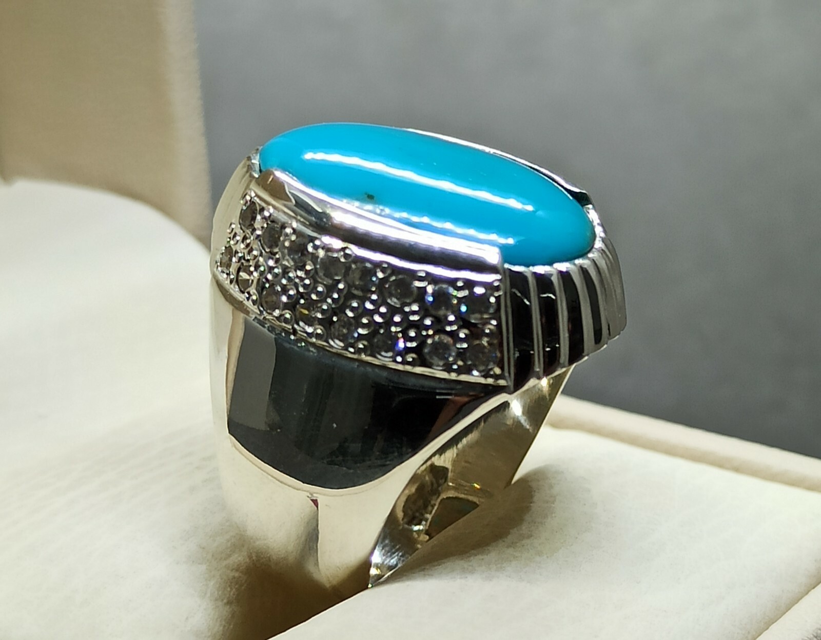 Natural 16 Ct Neshapuri Feroza Sterling Silver 925 Handmade Turquoise ...