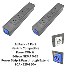 Neutrik Compatible PowerCon to 5-15 Edison Power Strip Distro Quad Box 2 Pack