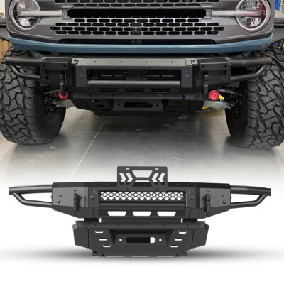 Front Bumper+Skid Plate w/License Plate+Winch Bracket For 2021-2026 Ford Bronco