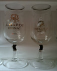 Vintage A Hardy Cognac Fier et and Rooster Gold Leaf Stemmed Snifter 6 Glass Set — photo 1