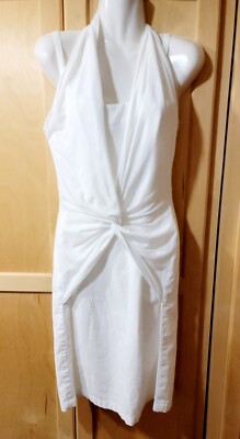 Ronen Chen Dress White Summer Cotton Twist Knot Waist Dress Size 1