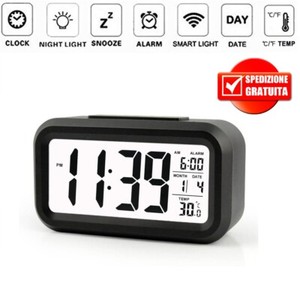 sveglia digitale da comodino a batteria