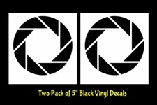 Aperture Two Pack 5" Black Decals Car Truck Windows Laptop Tablet Mirror