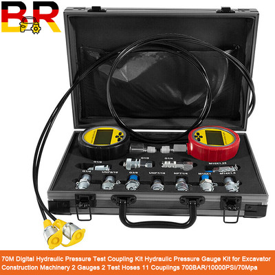 700BAR Digital Hydraulic Pressure Test Kit 2 Gauge 9Coupling 2Hose for Excavator