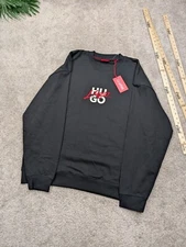 Hugo Boss Sweatshirt Mens XXL Black Stitched Sewn Crew Neck Long Sleeve 2XL NWT