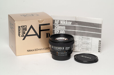 Mint Nikon AF Nikkor 20mm 20 mm f2.8 D lens Box, front & rear caps sharp tested
