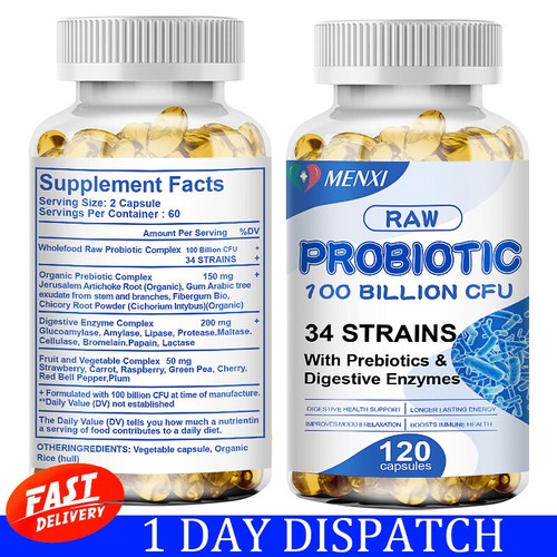120 Digestive Enzymes Prebiotic & Probiotics Gas, Constipation