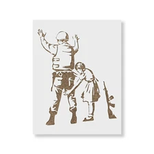 Girl with Soldier Banksy Stencil - Durable & Reusable Mylar Stencils