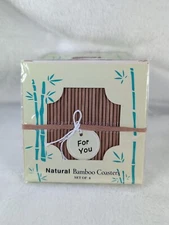 Natural Bamboo Coasters Set of 4 Measuring 4”x4” 