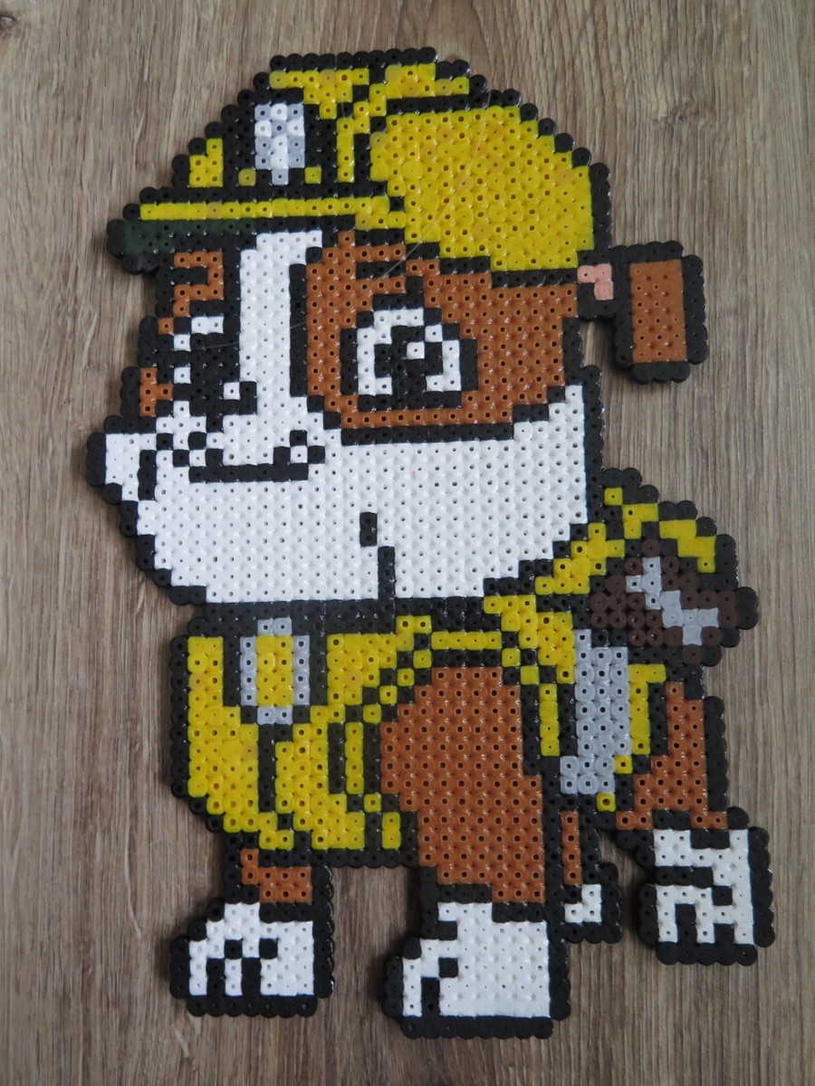 Rubble Paw Patrol kandi perler necklace, rave, EDC, PLUR hama art bead melty