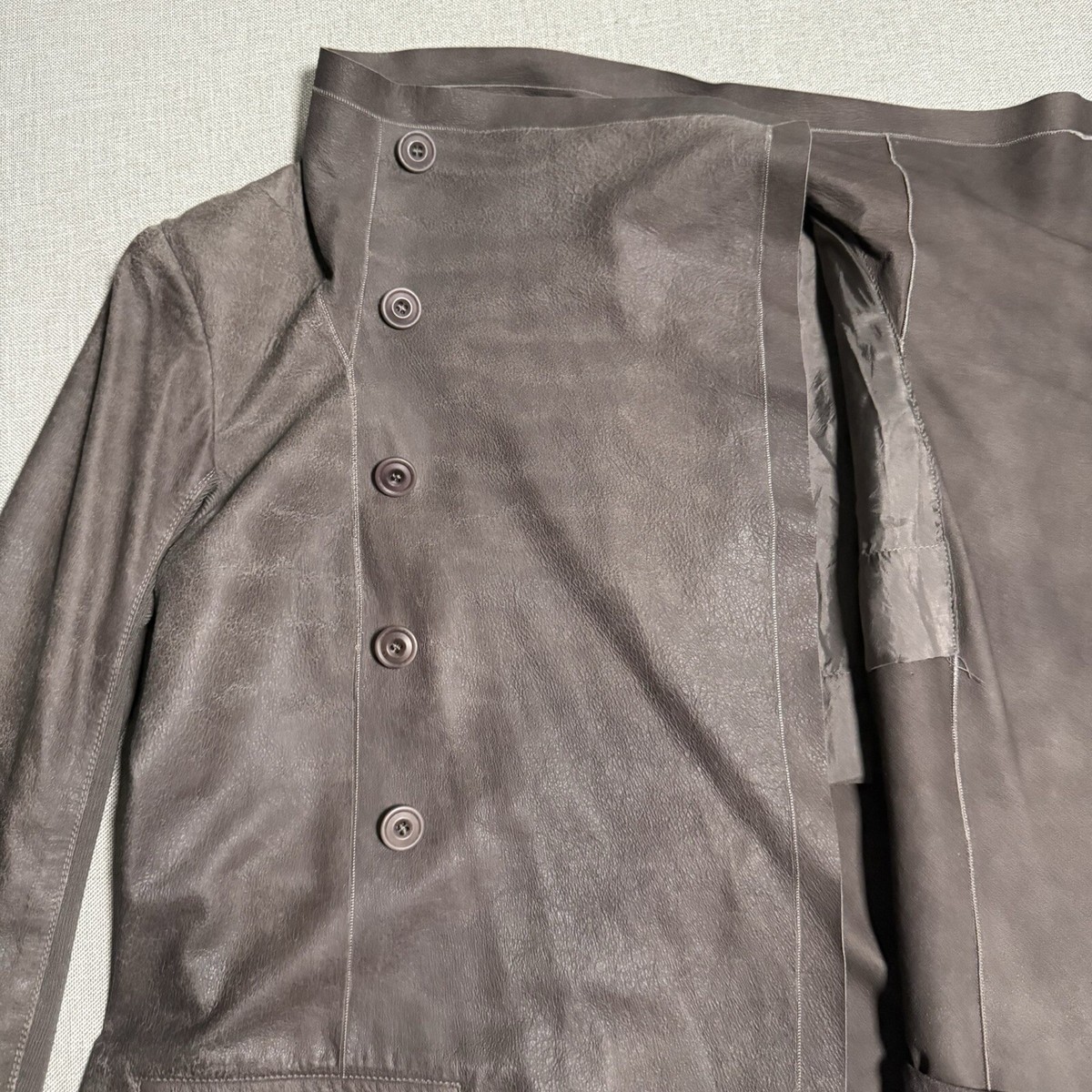 Rick Owens FW10 Gleam Leather Jacket Asymmetrical Leather