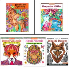 Craft County - Animal Adult Coloring Books 5 Unique Coloring Books