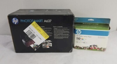 HP PhotoSmart A637 DigitalPhotoInkjet Printer-NEW! Includes Photo Paper + Ink!B3