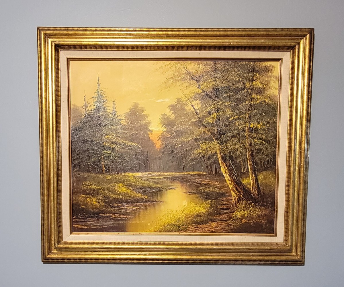 Hampton Oil Painting Signed And Framed Scene Of Woods 31x27 | eBay