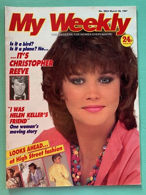 MY WEEKLY mag 28-March-1987 CHRISTOPHER REEVE Helen Keller Hayes Fiction Fashion