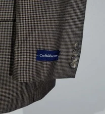 NWT 50R Croft & Barrow Blue Brown Tooth Check Tweed Blazer Jacket Sport Coat