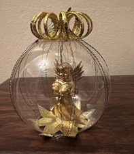 Vtg German Angel Christmas Ornament WireWrappedGlass Kurt Adler seeDescription
