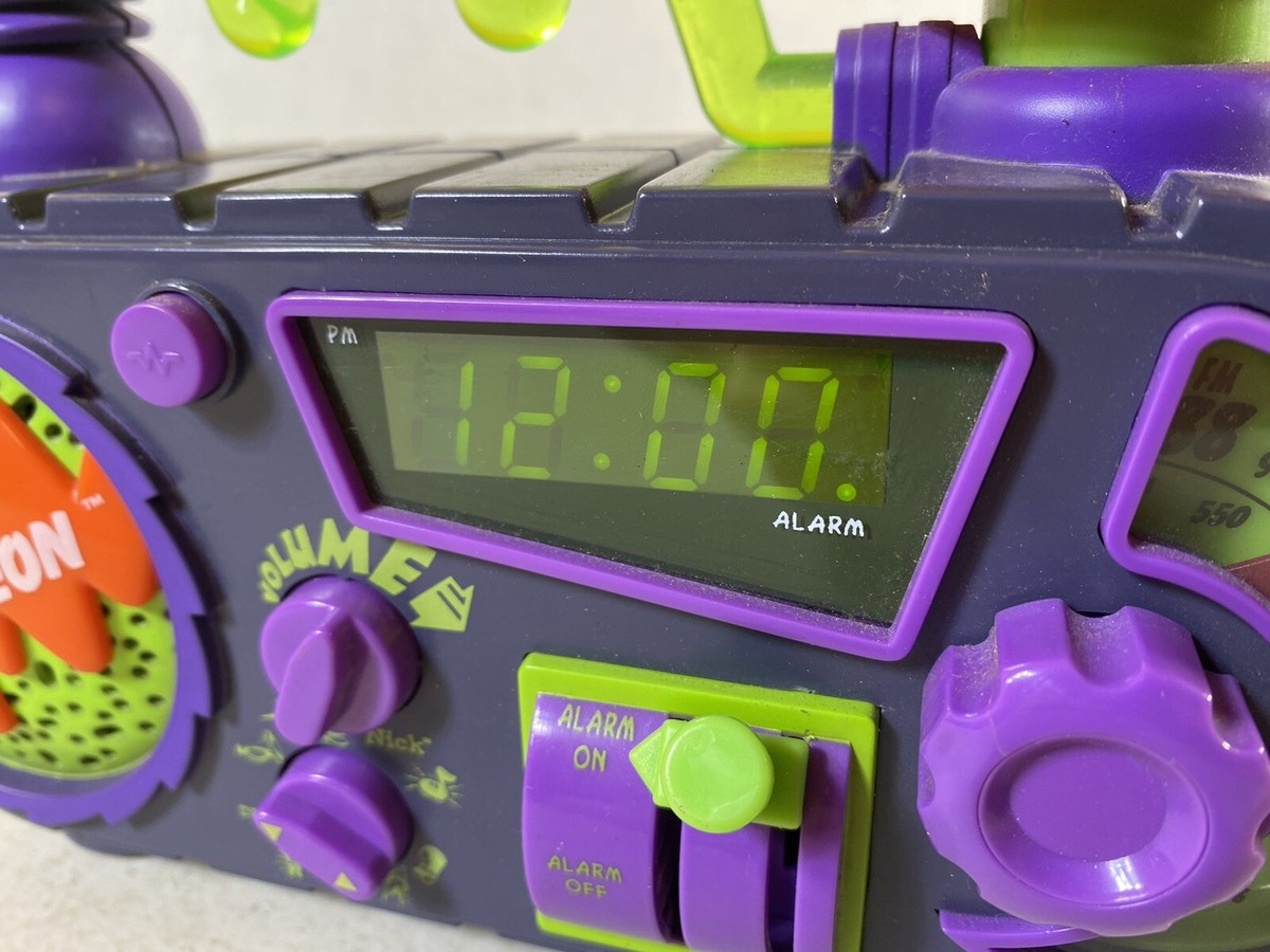 Vintage 1995 Nickelodeon Time Blaster Rise & Slime Alarm AM/FM