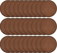 30 Pcs Round Blank Leather Hat Patches with Adhesive for Hats Jackets Backpacks