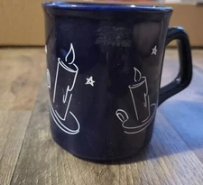 General Foods International Coffee Cobalt Dark Blue Coffee Cups Mugs Candles 