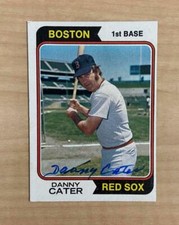 DANNY CATER BOSTON RED SOX SIGNED AUTOGRAPHED 1974 TOPPS CARD #543 W/COA 