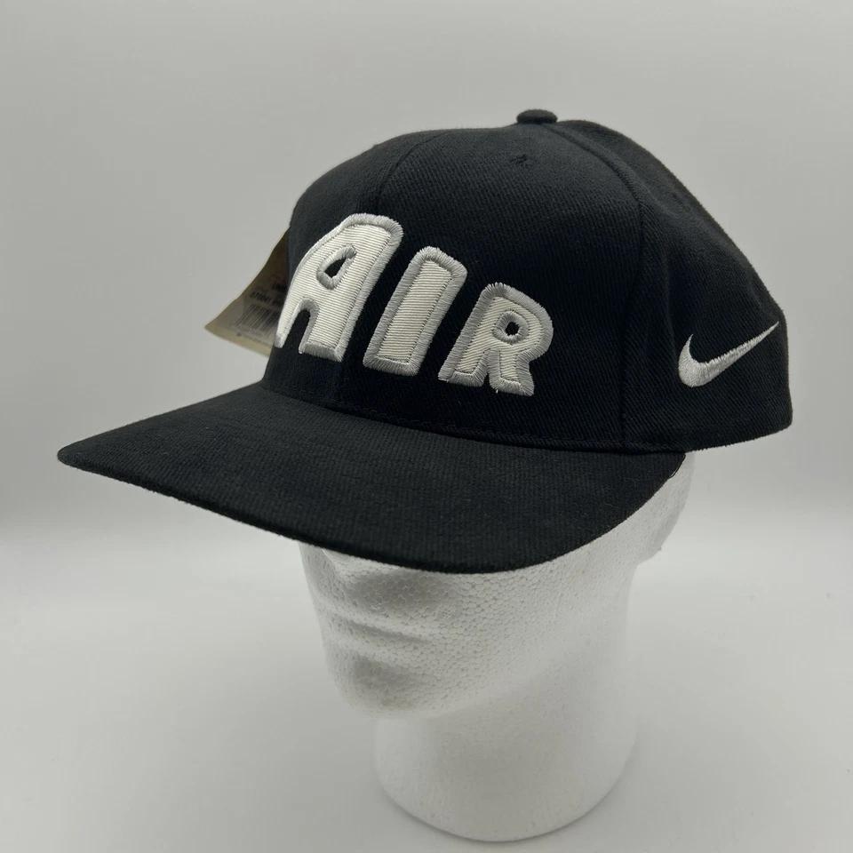 Vintage Nike Air Hat Cap Strap Back Black Uptempo 90s Basketball Deadstock NEW - Image 2 of 4