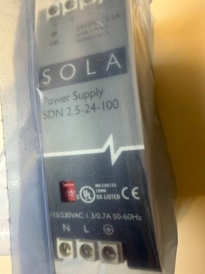 SOLA SDN 2.5-24-100 24VDC / 2.5 A DIN Rail Mount Power Supply