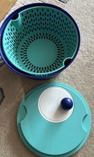 Tupperware Salatschleuder Salatkarusell mit 4.5 L blau/grün Klassiker Rarität