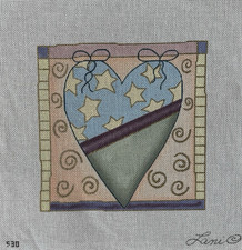 Lani / Handpainted Needlepoint Canvas 18 Mesh / Heat and Stars 8 x 8