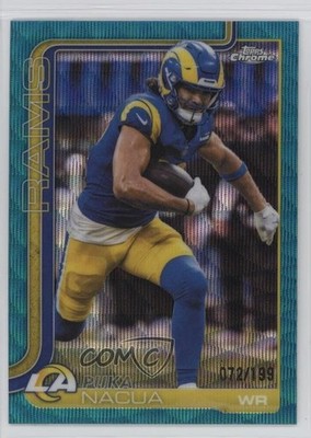 2025 Topps Chrome Aqua Wave Refractor 72/199 Puka Nacua #166 1eq2