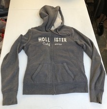 Hollister Womens L/S Full-Zip Jacket Hoodie - Sherpa Lined - Gray - Size M