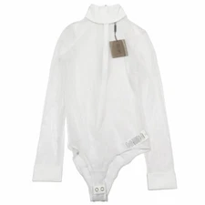 BURBERRY Tulle Bodysuit Cut and Sewn Long Sleeve Mesh Size M White for Women