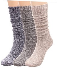 Women's Socks Winter Thick Knit Wool Crew Knee High Cozy Slouch 7.5-8 Multi 04