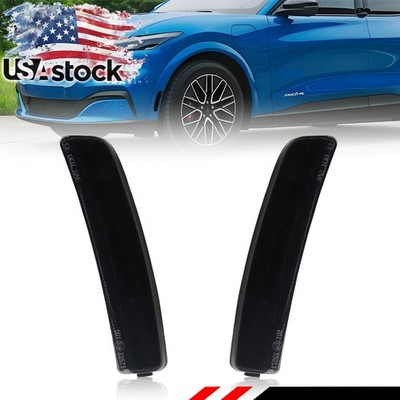 2X Smoked Lens Front Side Marker Reflectors Lights For 21-25 Ford Mustang Mach-E