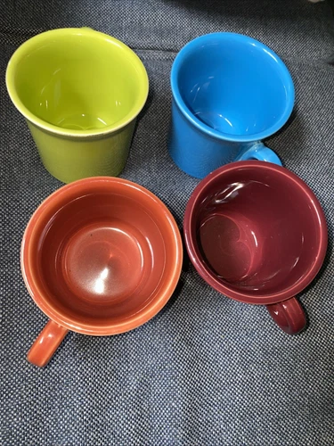 Lot Of 4 Fiesta Ware Mixed Colors Coffee Mugs Cups O Ring Handle HLC Made in USA