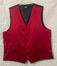 Oleg Cassini 100 Silk Men's Red Full Back Formal Tuxedo Vest Size L