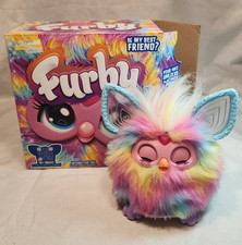 Hasbro Furby Interactive Talking Plush Toy Rainbow Tie-Dye Electronic Pet READ
