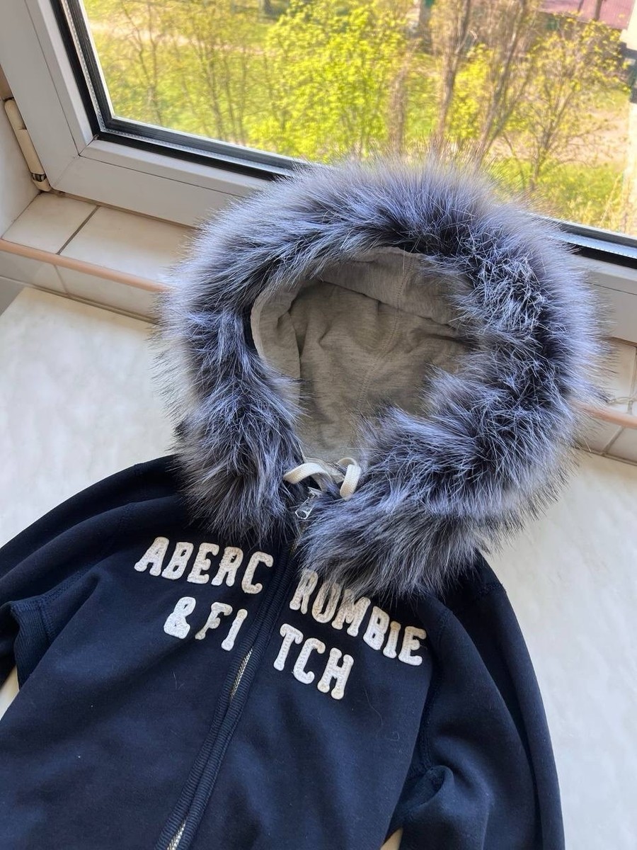 Abercrombie Fitch Fur Fuzzy Full Zip Hoodie Y2K LGB Hype Style