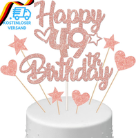 Tortendeko Happy Birthday Deko Kuchendeko 49. Geburtstag Frau, Kuchen Topper Hap