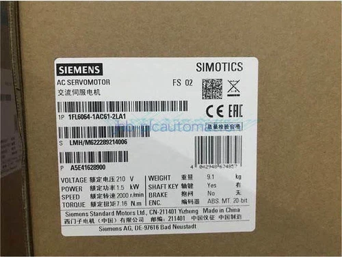 1FL6 064-1AC61-2LA1 NEW SIEMENS SIMOTICS Operating Voltage 1FL6064-1AC61-2LA1