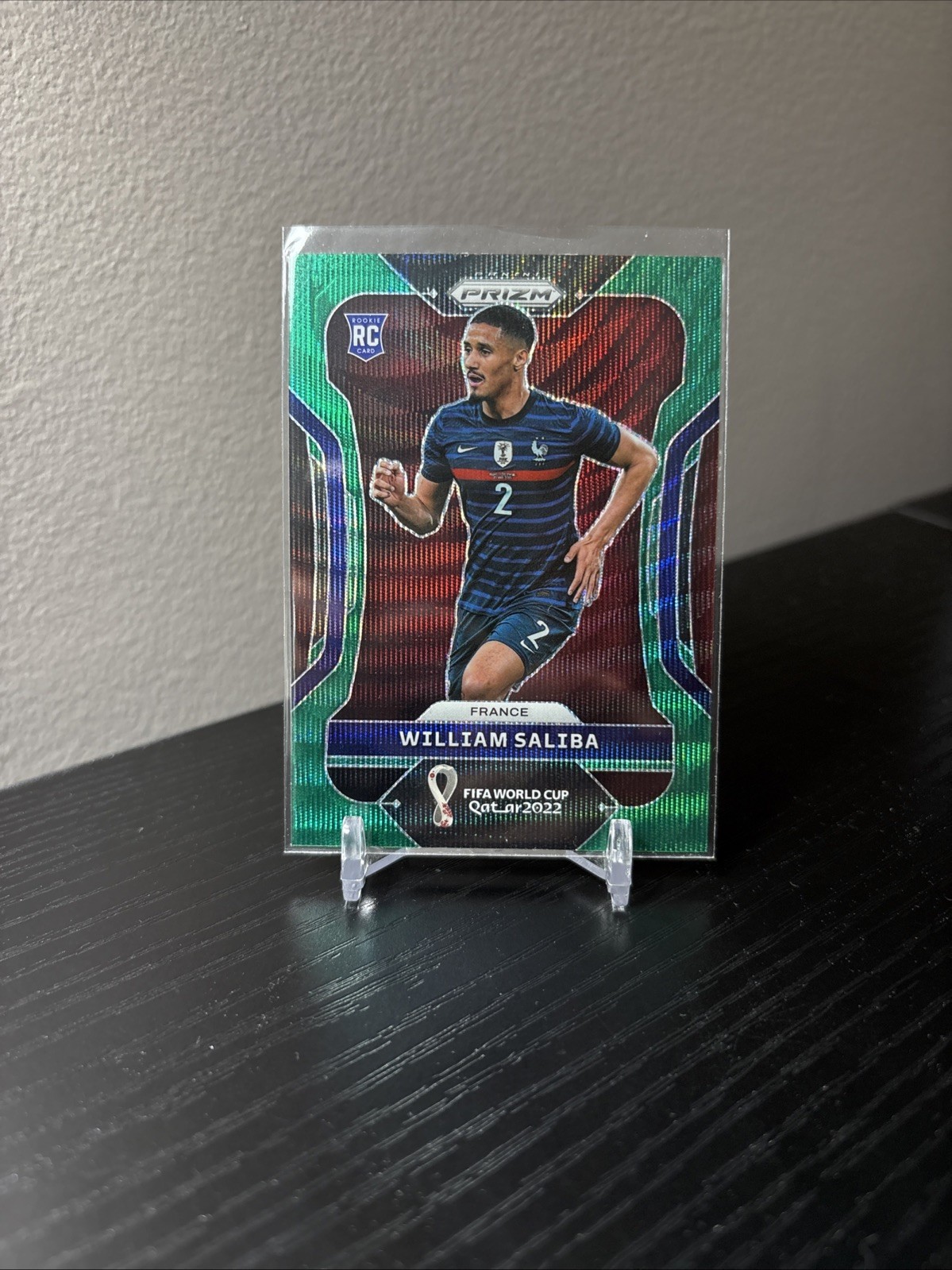 2022 Panini Prizm World Cup William Saliba RC Rookie Green Wave France #106