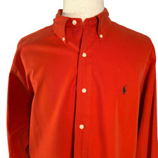 Ralph Lauren Classic Fit Men's Shirt Sz XL Red Orange Long Sleeve Green Pony