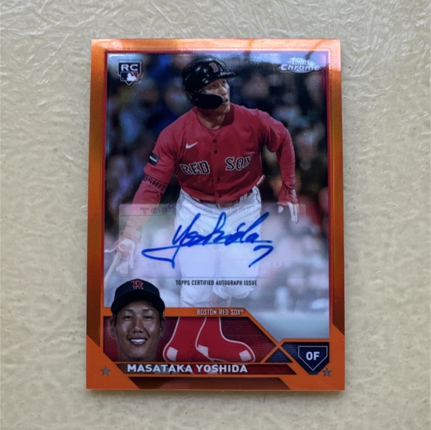 2023 Topps Chrome Update Masataka Yoshida Orange Refractor Auto RC Red Sox /25