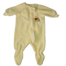 Vintage Disney Winnie the Pooh Fleece Footed Pajamas 0- 6 Month Baby Yellow USA