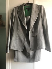 Women Escada Suit Grey Wool Silk 38 / M / 46