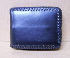 Portafoglio uomo vintage pelle western punto frusta fatto a mano bifold nero