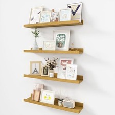 Picture Ledge Shelf, Wood Floating Shelves Set of 4, 24 inch Picture 24" Oak