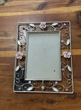 10 Inch Vintage Ornate Metal Picture Frame With Roses And Leaves