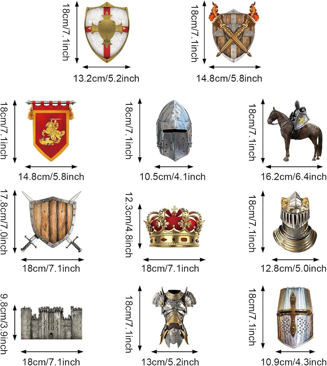 Medieval Knight Party Bundle - 38 Piece Set With Plates, Napkins, Tablecover & Dangling Whirls - View #6