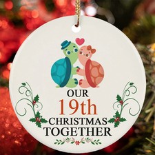 Our 19th Anniversary Christmas Together Ornament 19 Year Turtle Couple Love Gift